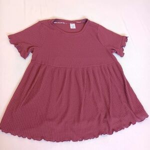 Time and Tru Casual Maternity Sz Sm (4-6) Short Sleeve Top With Ruffles - Maroon